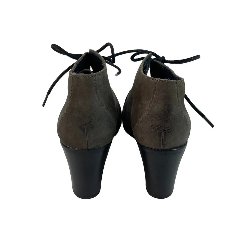 Born Leather Shoe Booties Womens US 6 EU 36.5 Army Green Lace Up Comfort Casual - Image 5