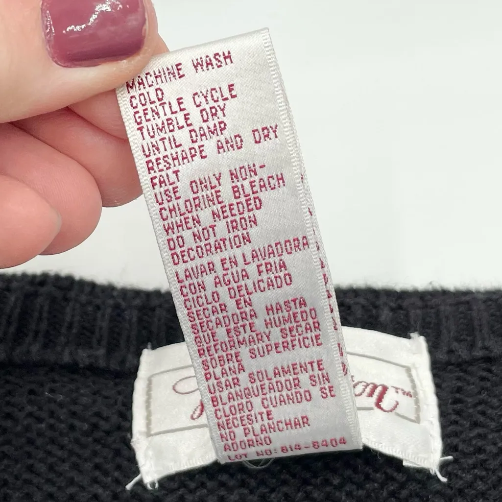 Vintage 90s Worthington Black Floral Embroidered Embellished Beaded Sweater Vest - Image 6