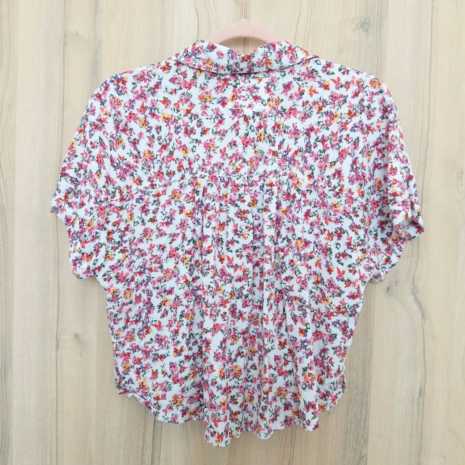 Aeropostale Womens‎ Floral Button Down Short Sleeve Shirt Size M Cottage Boho - Image 7
