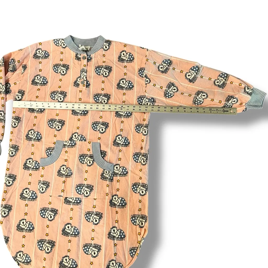 Vtg Barbiecore 80s Long Sleeve Pink Flannel Plaid Night Shirt L Made In USA Size L - Image 7