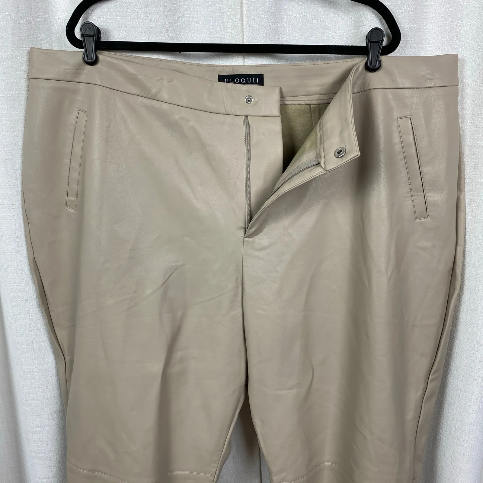 Eloquii Beige Cream Faux Leather Classic Fit Straight Leg Pants Sz.24W - Image 6