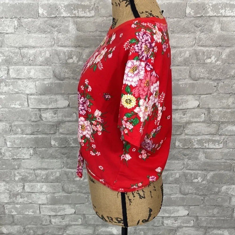 Divided Floral Cropped Tie Top - Image 2