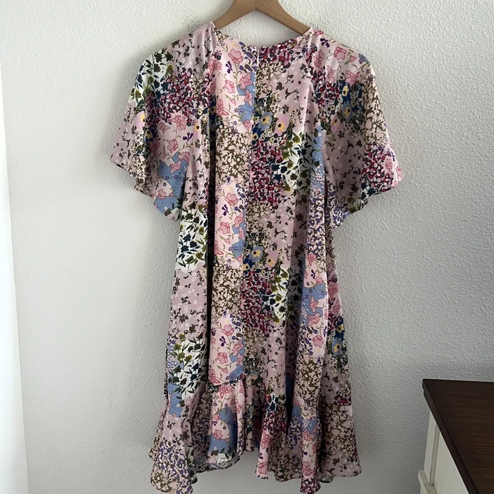 Ted Baker London Floral Flutter Hem Tea Party Dress Patchwork Print 4 - Image 7