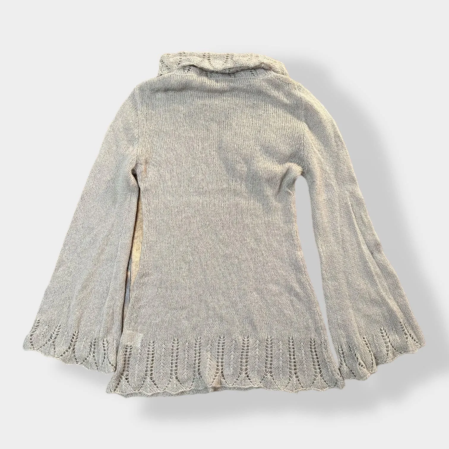 Max & Co Crochet floral appliqué Wool and Mohair Sweater Size 40 Brown - Image 7