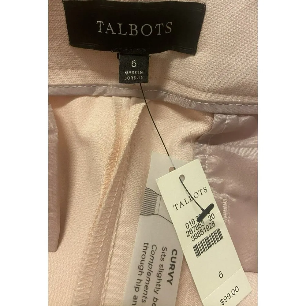 Talbots Light Pink Curvy Ankle Pants Women 6 Straight‎ Leg Career Corpcore NWT - Image 6