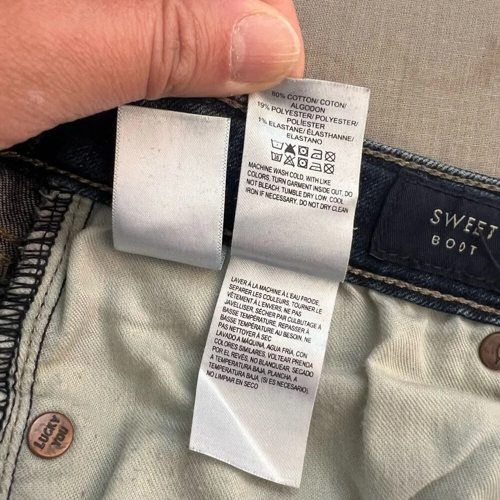 Lucky brand mid rise darker wash sweet boot cut jeans size 8 or 29 - Image 10