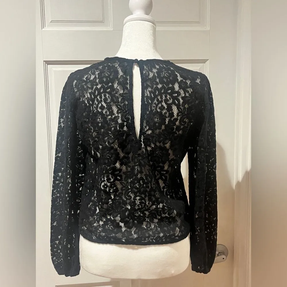Abercrombie & Fitch Black Lace Long Sleeve Top Womens Size Small - Image 6