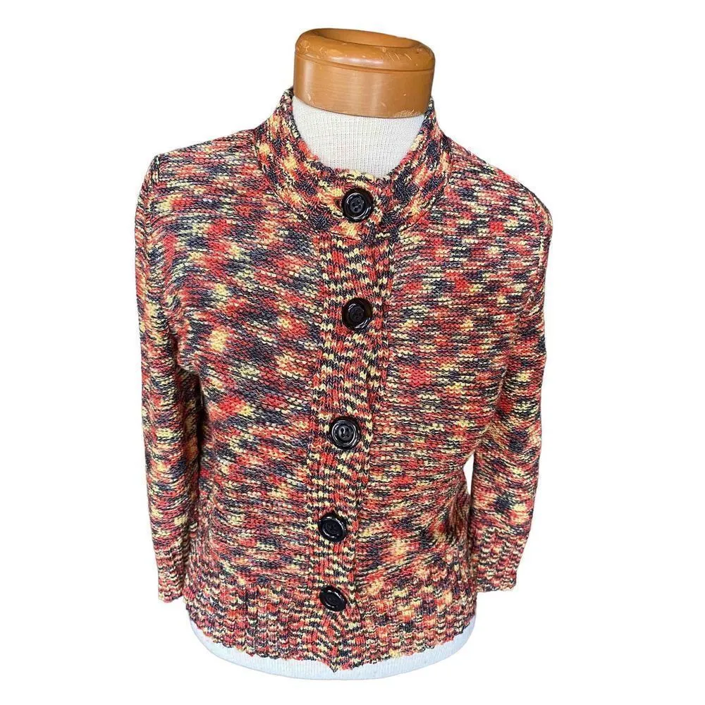 Evan Picone multicolor sweater button cardigan size PM petite medium - Image 2