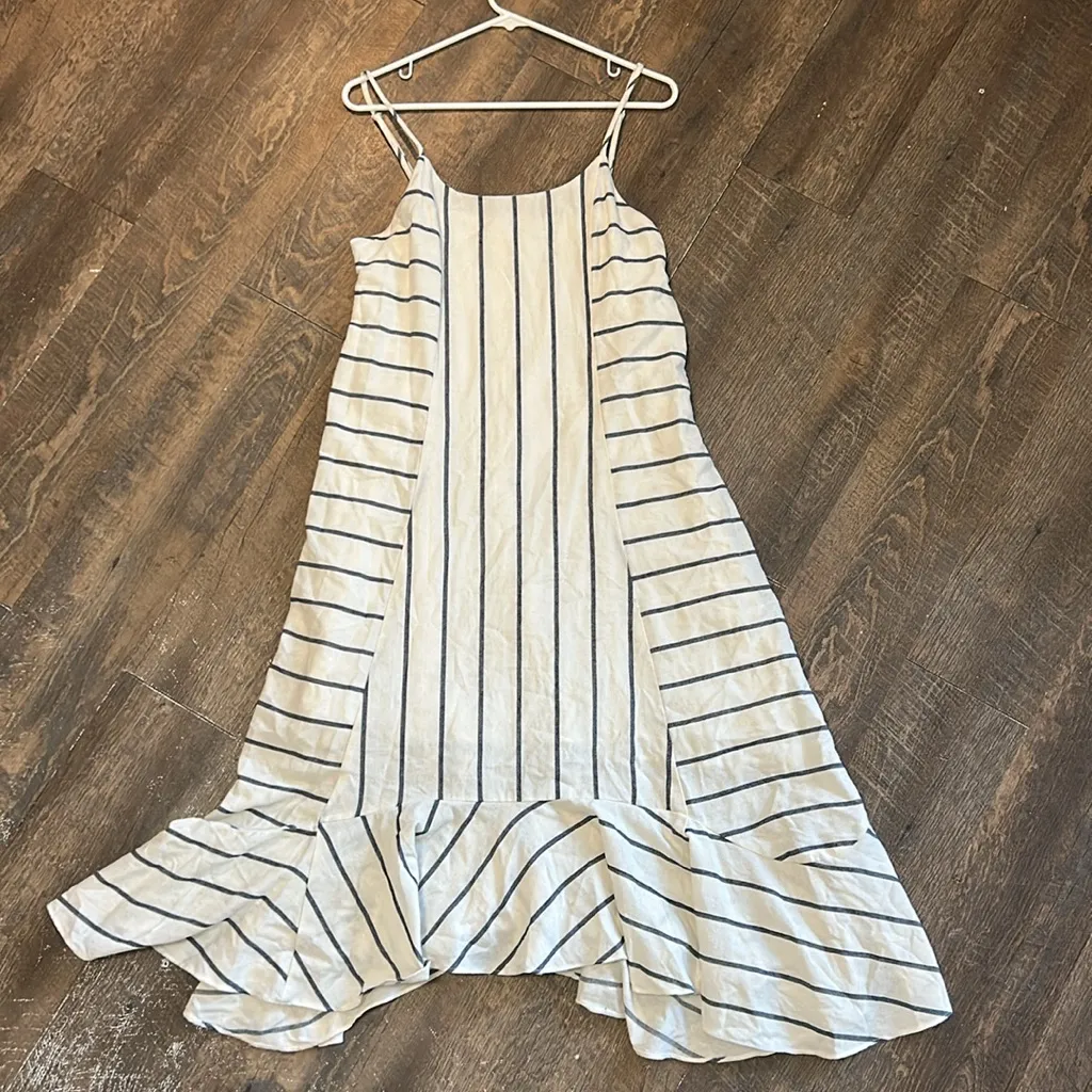 Ellison Women’s  Hi Lo Tank Dress Sz Large  Ruffle Hem Blue White Striped‎ - Image 6