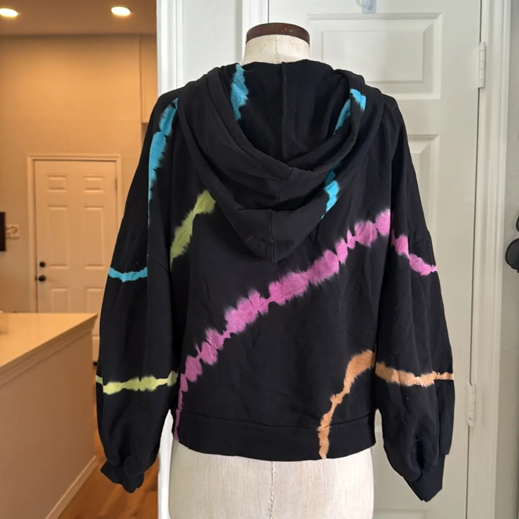 Electric and Rose tie dye zip up hoodie Black - Image 10