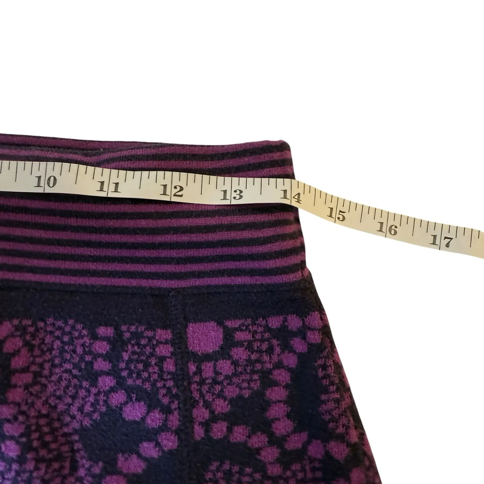 Title Nine Purple Navy Knit A‎ Line Skirt Floral Outdoor Small Stretch Hiking - Image 3