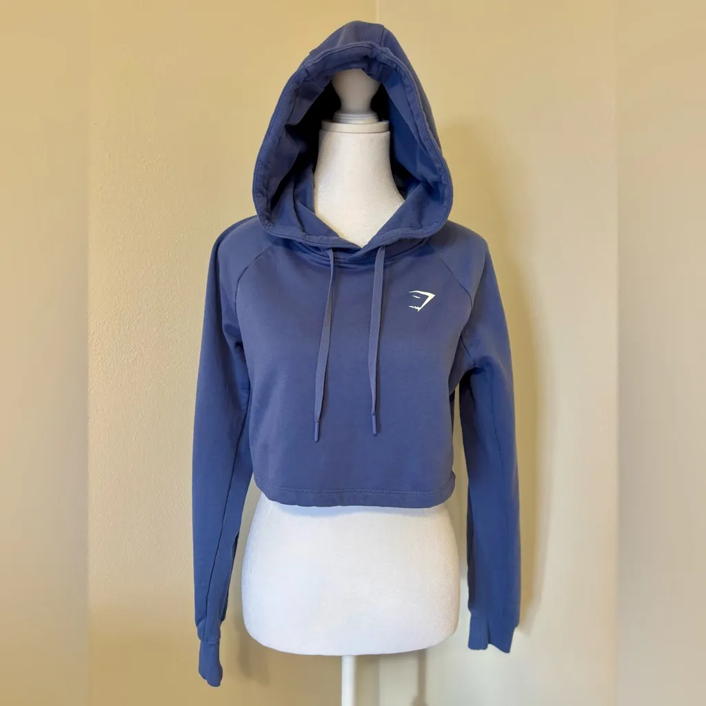GymShark Cropped Hoodie. Slate blue. Size Small. - Image 5