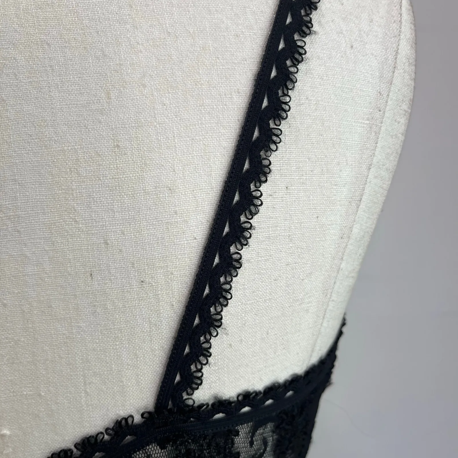 Petra Fashions Black Lace Sheer Romper Nightgown Y2K 90s Lingerie Size L - Image 6