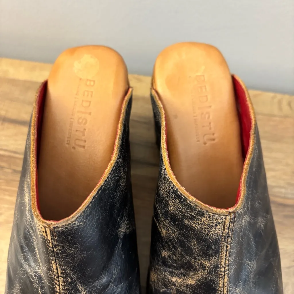 Bed Stu  Deva Mule Clogs Platform Sandal Black Lux Distressed Leather Women’s - Image 5