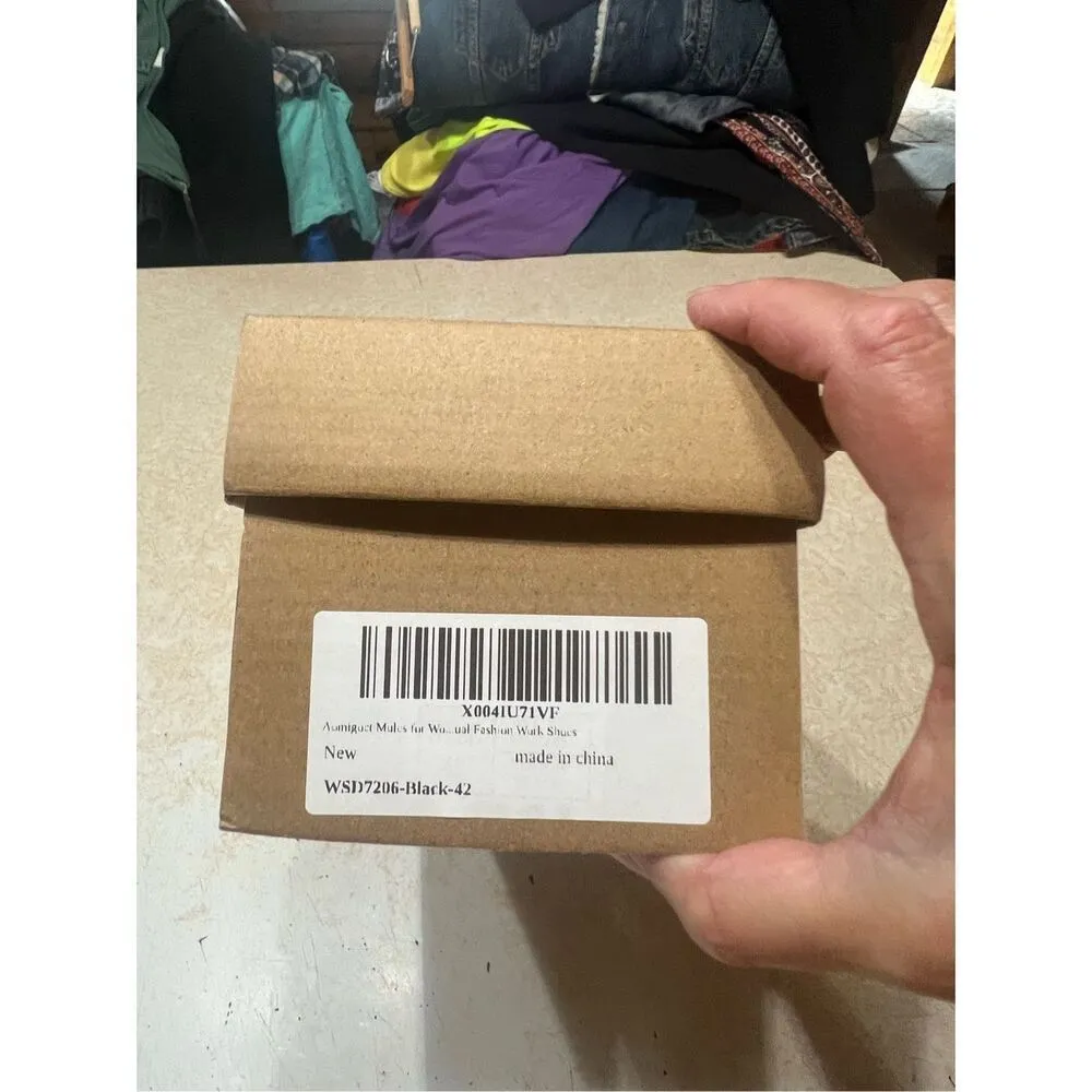No Brand Black Faux Suede Mules Sz 42 (11.5) NIB - Image 8