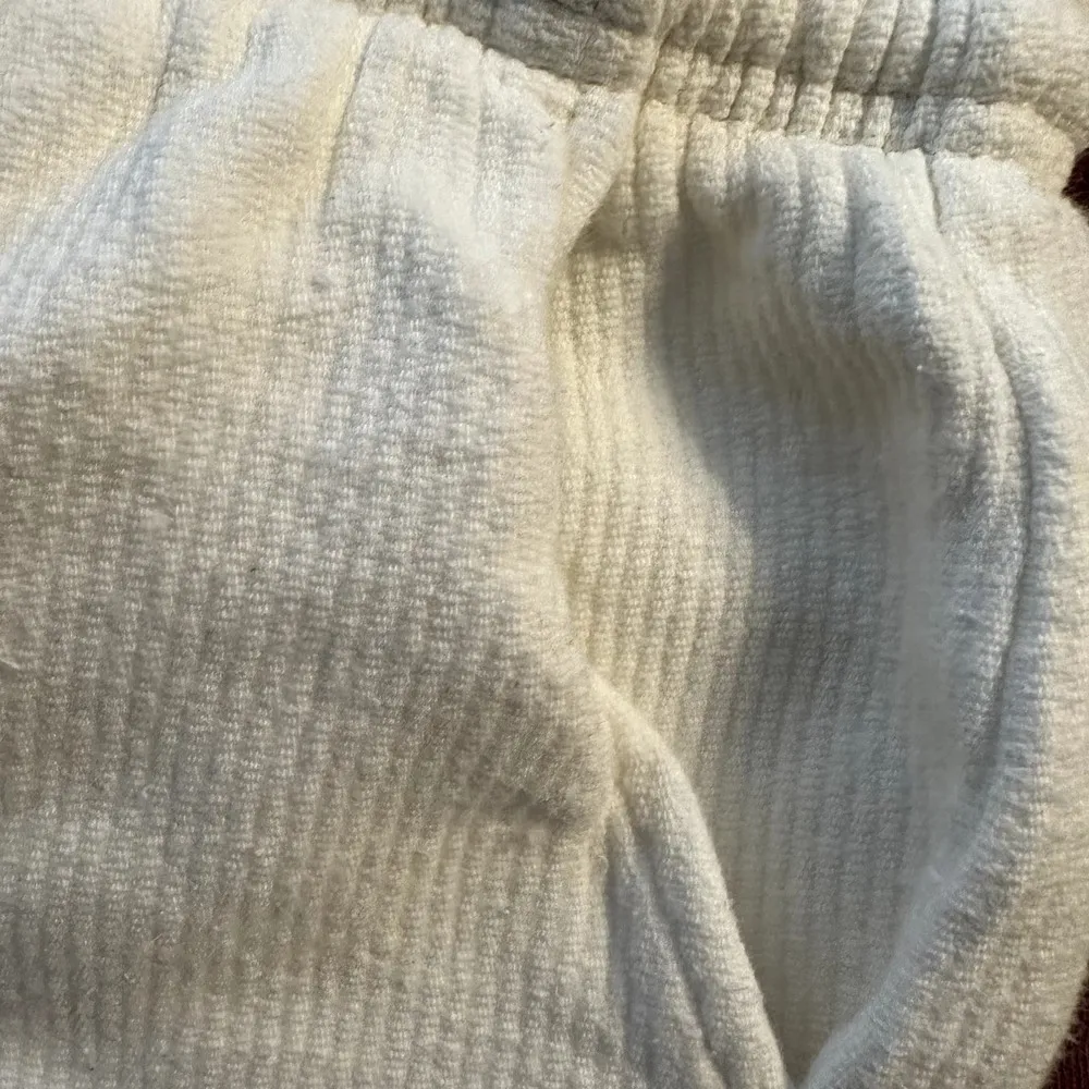 VTG Sansegal 90s Shorts 100% Cotton Ribbed Knit Drawstring Elastic Waist White S - Image 2