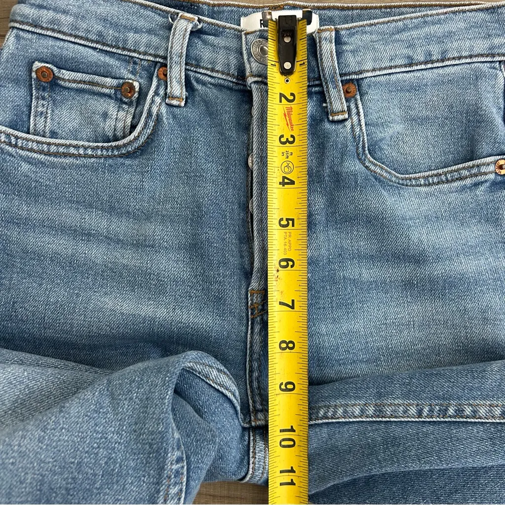 Re/done 70s Stove Pipe Rodeo Indigo With Hole Straight Leg Denim Jeans 24 - Image 10