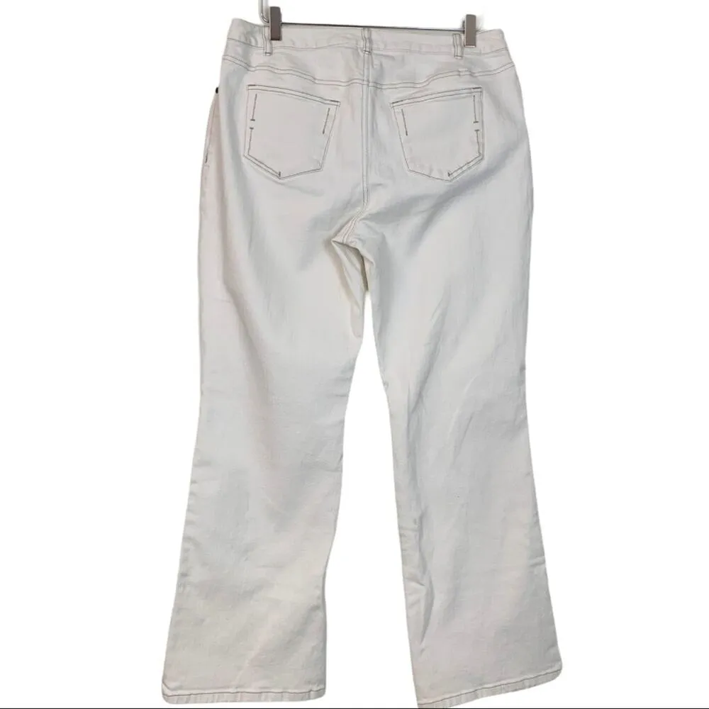 J.Jill Women's Jeans 10" High Rise Cream Eggshell Boot Cut Stretch Size 14 - Image 2