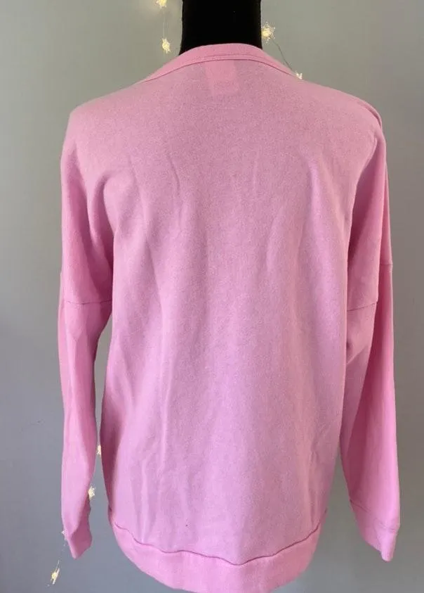 Pink Warm Sweater with Mesh V-Neck - Image 3