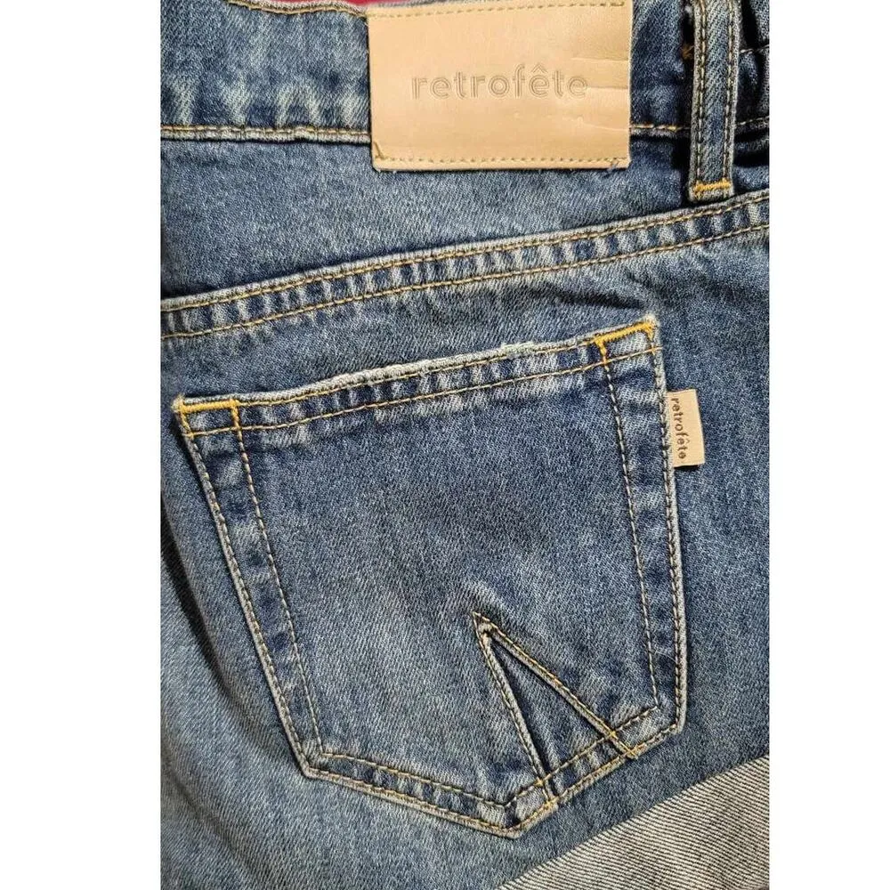 Retrofete Mallory Cuffed Rolled Hem Distressed Denim Shorts 28 NEW - Image 5