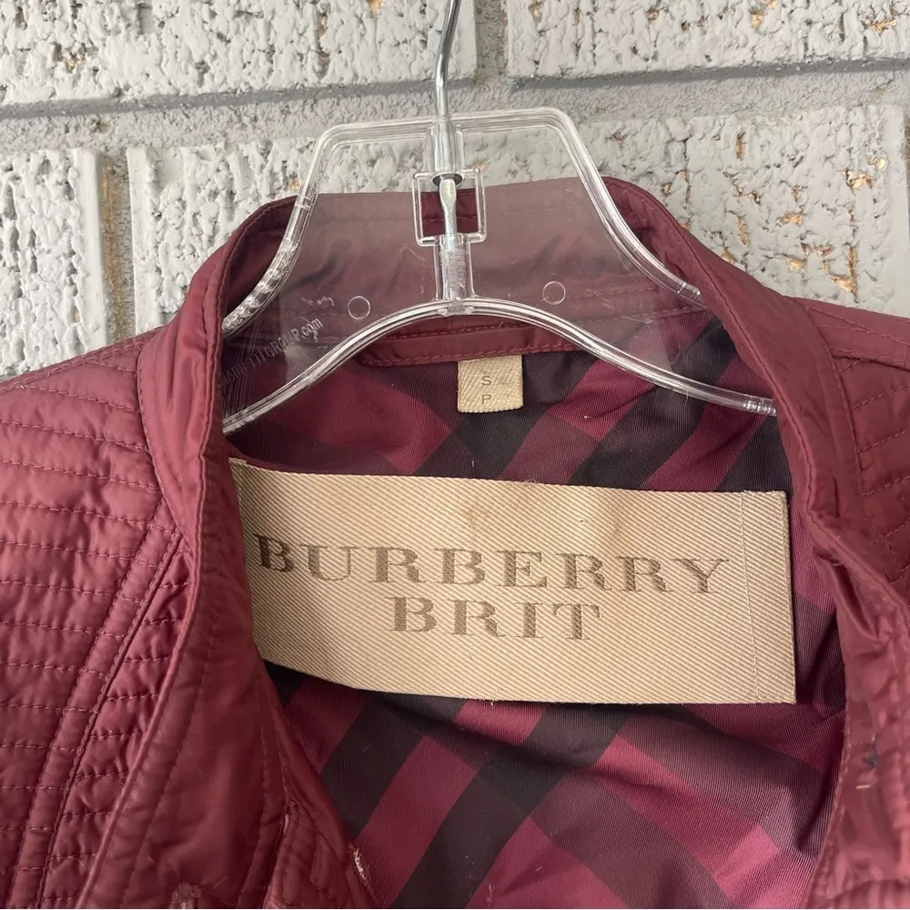 Burberry Brit Quilted Jacket Deep Burgundy Women’s Size Small - Image 3