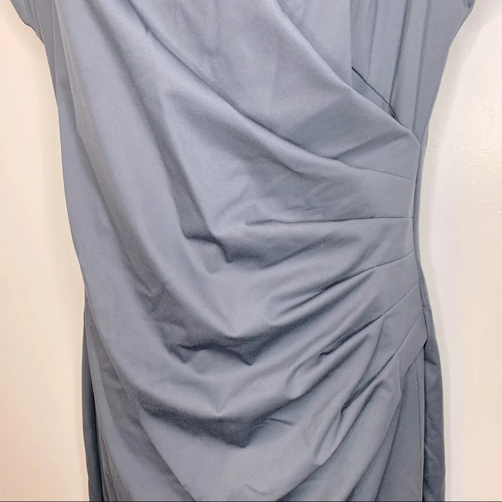 Peserico Grey Cap Sleeve Side Ruched Dress Size 10 - Image 5