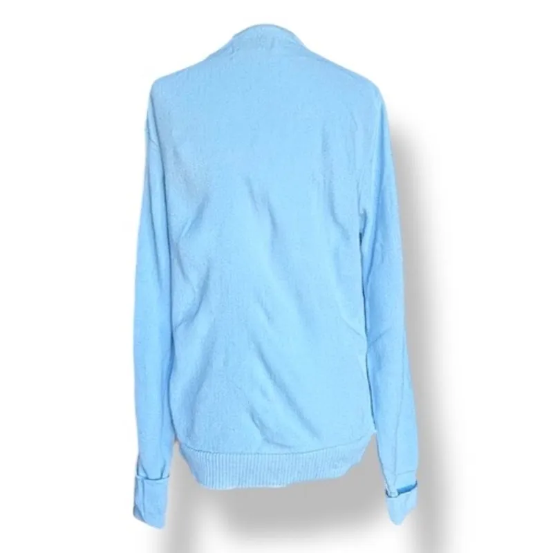 Vintage Lady Antigua Light Blue Acrylic Knit Kachina Golf Embroidered Cardigan Size L - Image 3