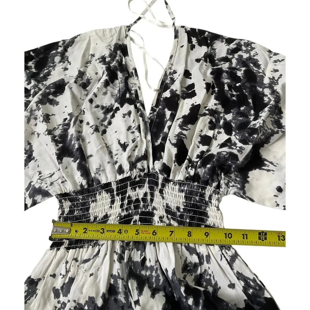 Japna Black & White Tie Dye Maxi Dress w/ Side Slit Women Size XS | 21-4 - Image 6
