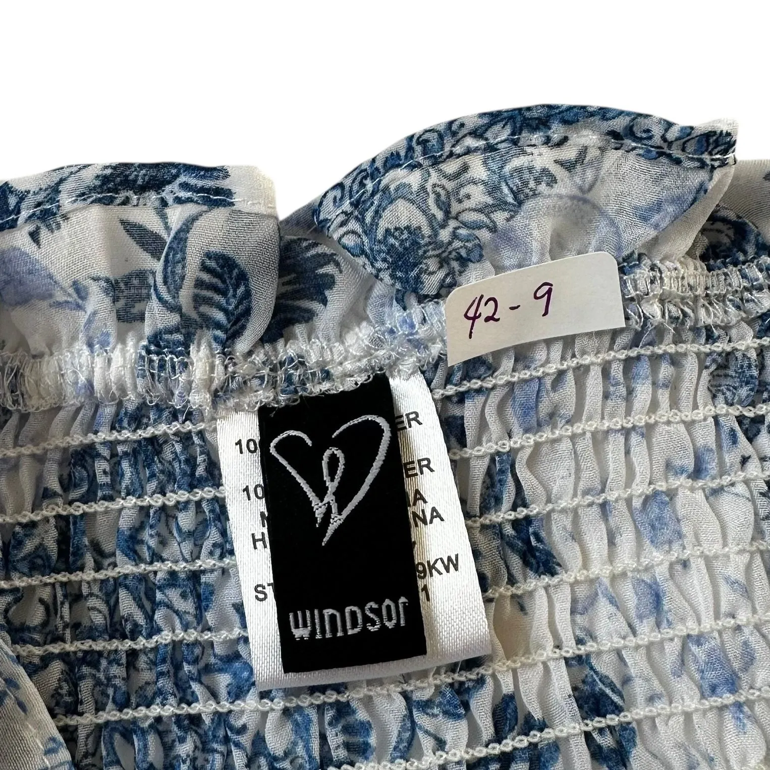 42-9 Windrsor Blue/White Floral Corset Style Crop Top Women's Size Small - Image 3