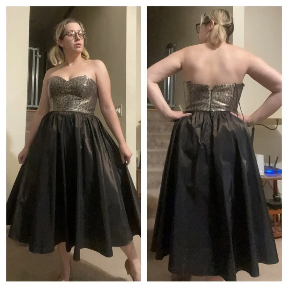 THEIA mahogany midi dress Gold Size 10 - Image 3