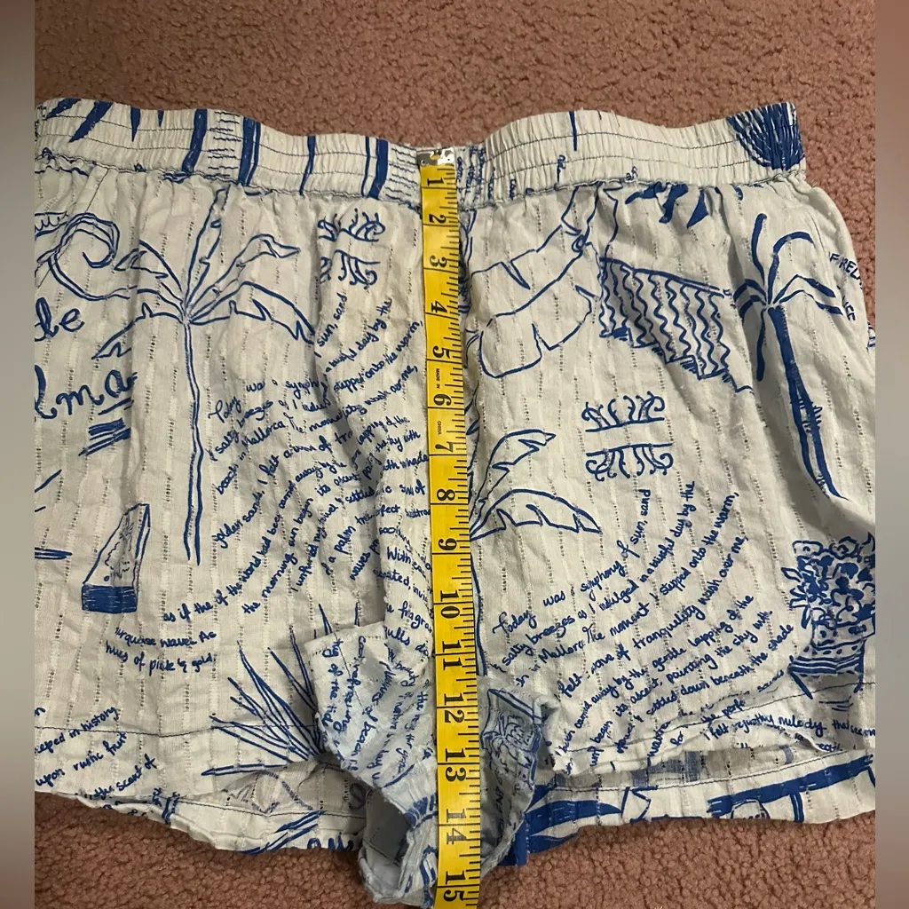 Never Fully Dressed Palma Elissa Shorts US 12 Stretch Tropical Lightweight Blue - Image 6