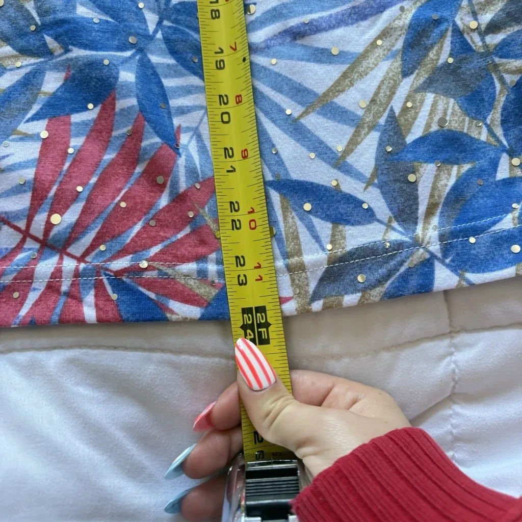 Cathy Daniels CD Womens Size Small Blue Studded Jeweled Blouse 3/4 Sleeve V Neck - Image 7