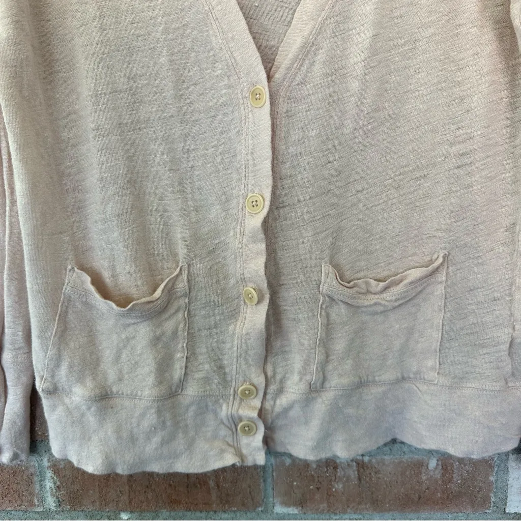J. Crew Button Up Cardigan Sweater Linen Lightweight Women’s Small Pale Pink - Image 3