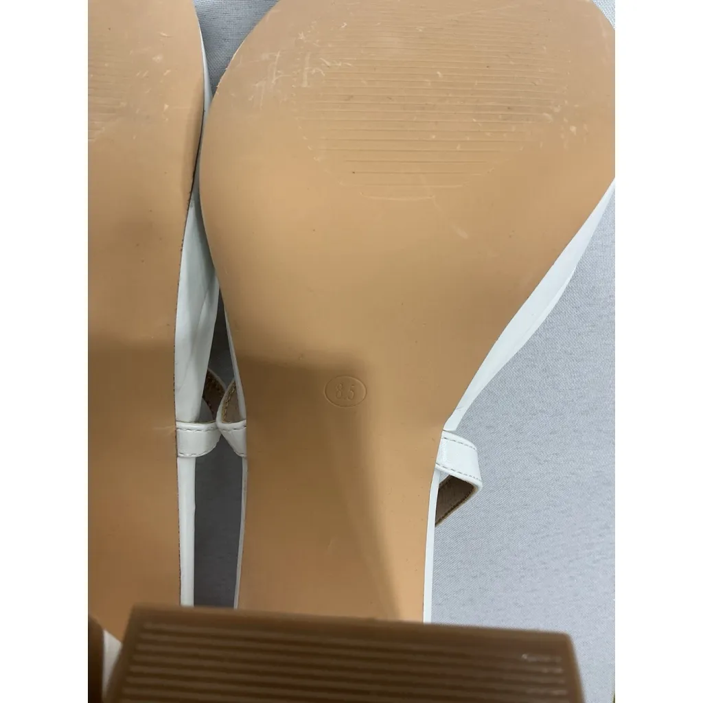 Womans Inifu Strappy Slipon Platform Sandals 8.5 White Open Toe Buckle Heel NWOT - Image 9