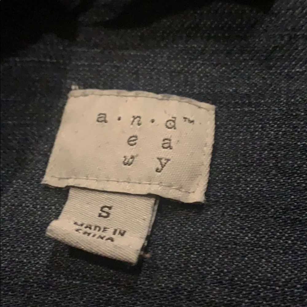 A New Day Dark Denim Stretch Button Down Top S - Image 8