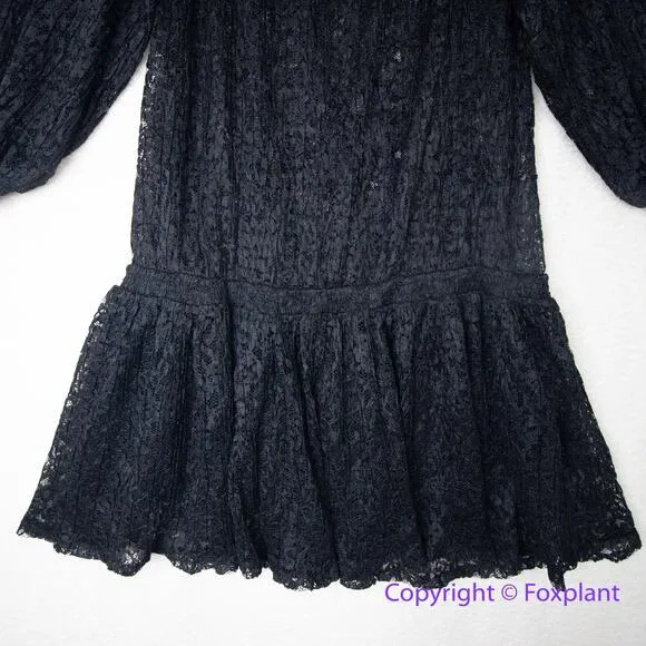 New! Free People One Party Carina Meadow Black Lace‎ Mini Dress Bandeau , size M - Image 7