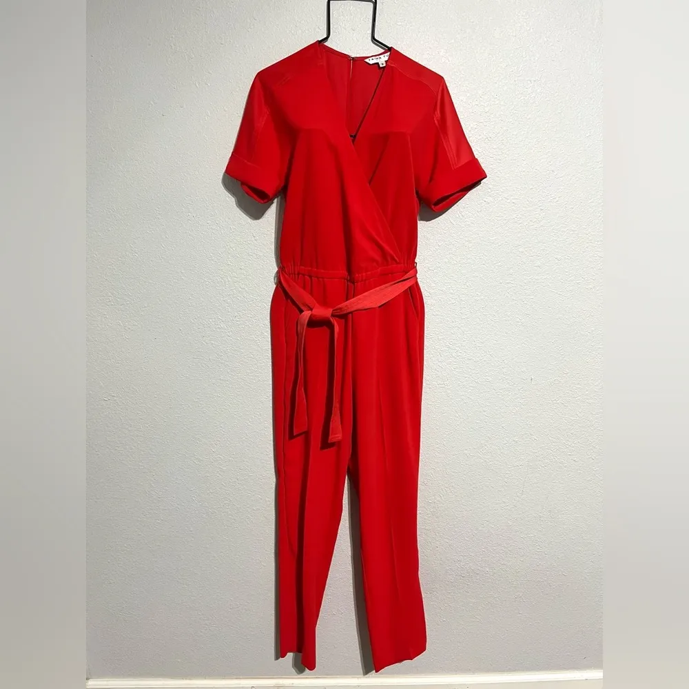 Trina Turk Red Orange Wrap Jumpsuit Size 2 - Image 2
