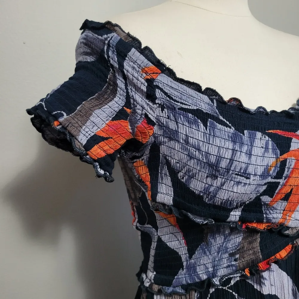 Patrons of Peace floral guaze smocked jumpsuit size medium - Image 3