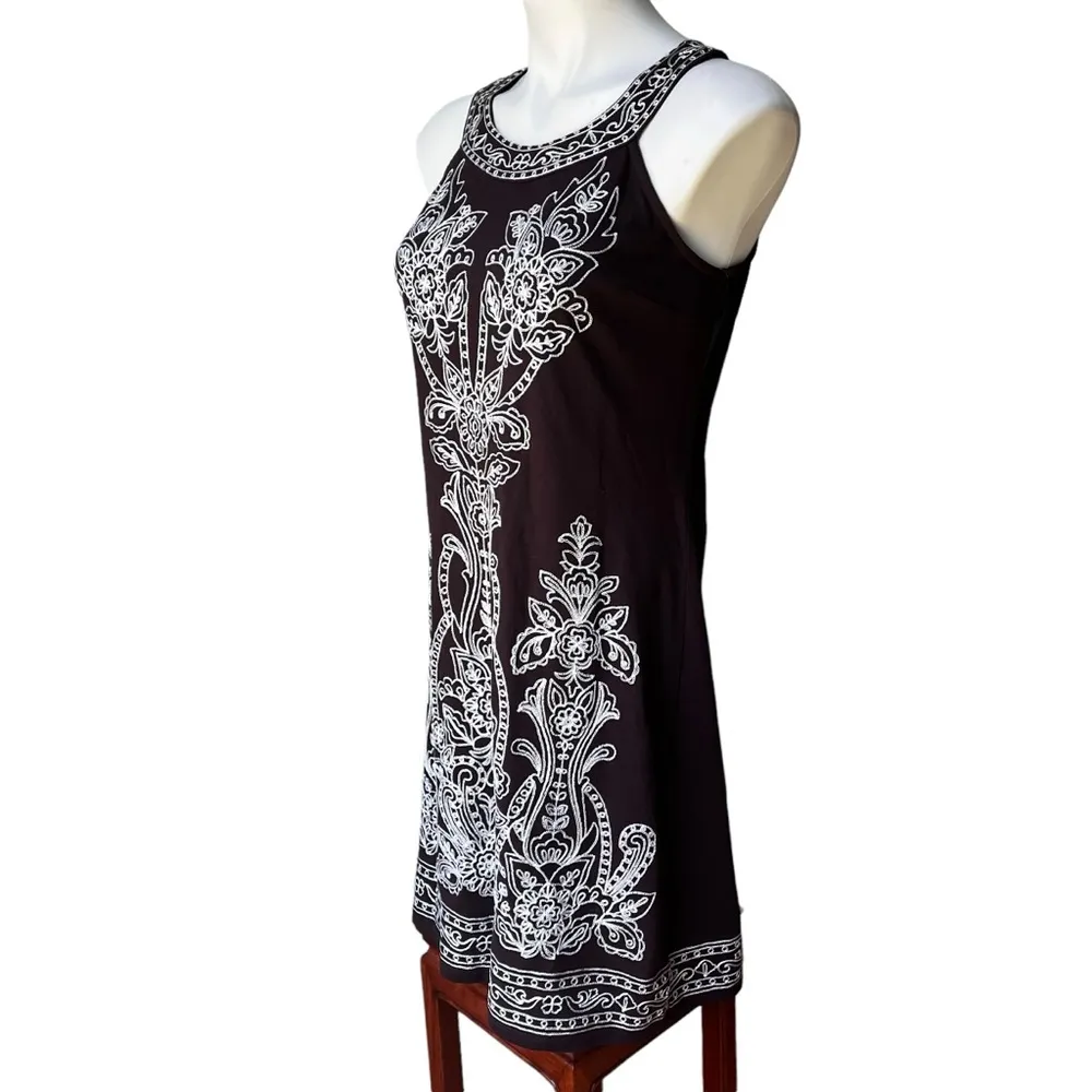 NWT, International Concepts Embroidered Sleeveless High Neck Dress, Sz M - Image 7