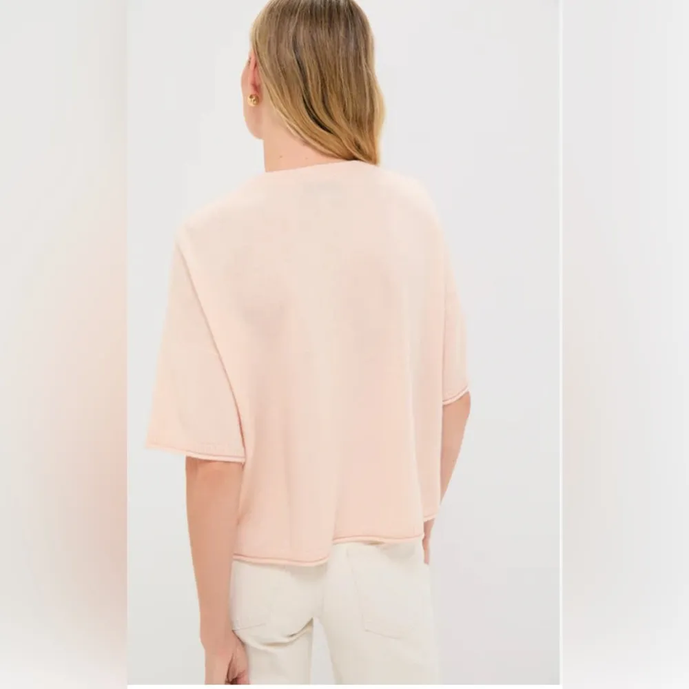 NWT TUCKERNUCK Pink Tan Cashmere Structured T-shirt, Medium - Image 3
