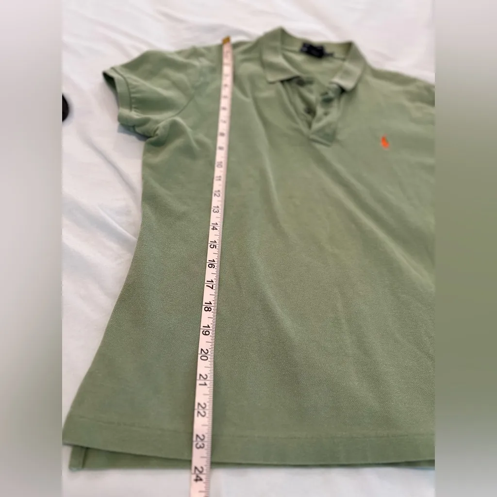 VTG 90s Women’s Sz: XL Ralph Lauren The Skinny Polo Dusty Green Top. Orange Pony - Image 6