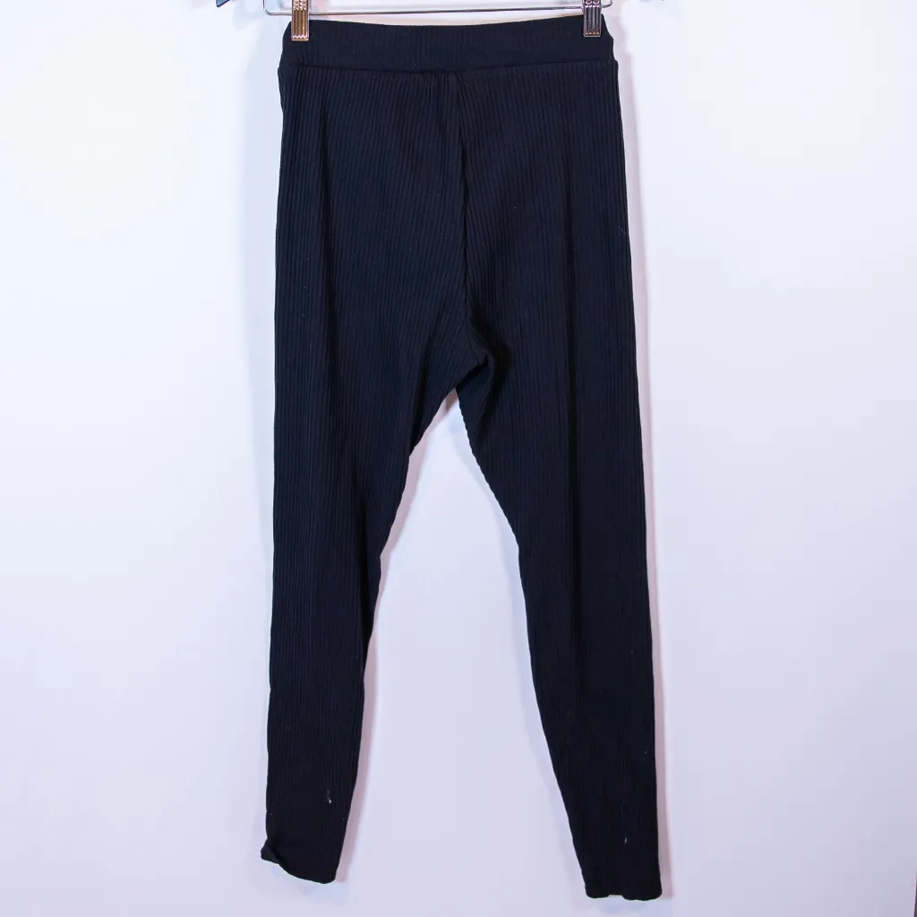 Onia Lounge Cotton Ribbed Knit Stretch Mid Rise Ankle Crop Jogger Pants Leggings - Image 4