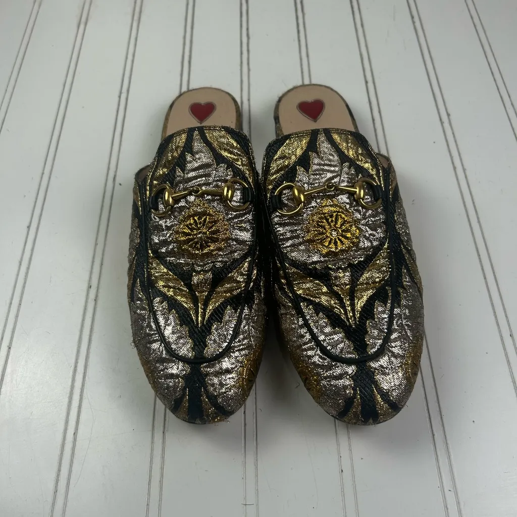 Gucci Vintage Princetown Horsebit Jacquard Mule Leather Loafers US 8 EU 38 - Image 3