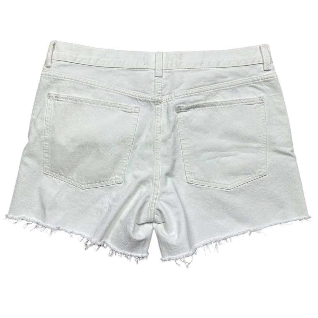 NWT Madewell Women's Brynn Long Short Denim White Size 30 Frayed Hem - Image 6