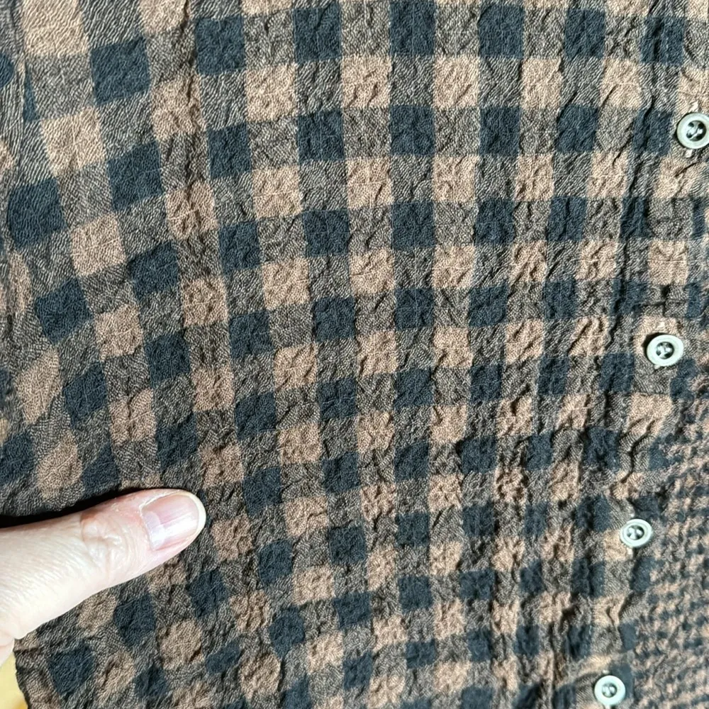 Jane & Delancey Brown Black Gingham Checkered LS Button Up Shirt Size Small - Image 2