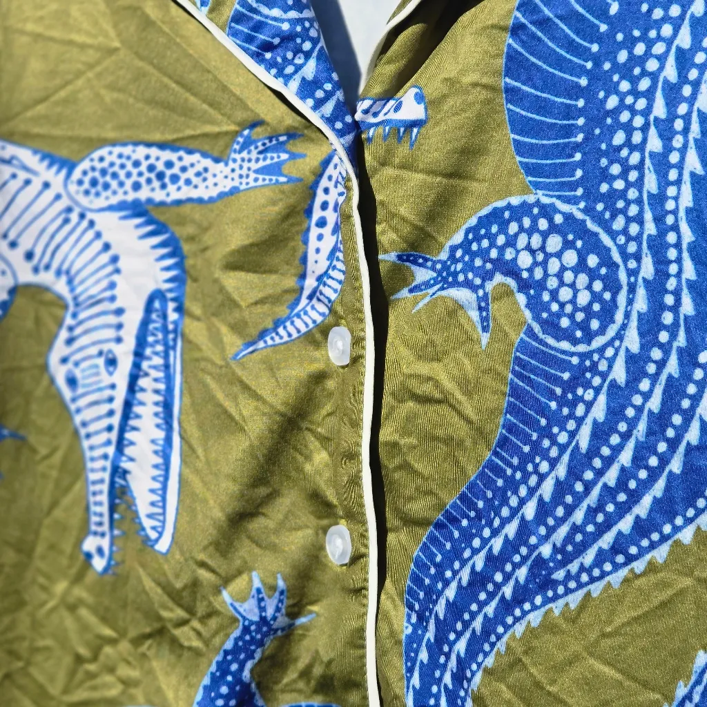 Noli  Nile Lizards Long Sleeve Button Down Pijama TOP S - Image 4