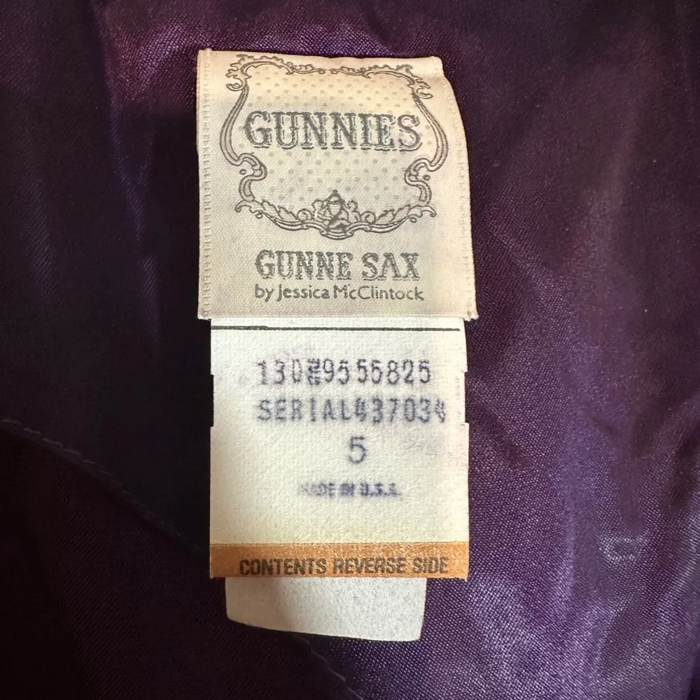 Gunnies Gunne Sax by Jessica McClintock Vintage Purple Velvet Jacket Lace Trim 5 - Image 15