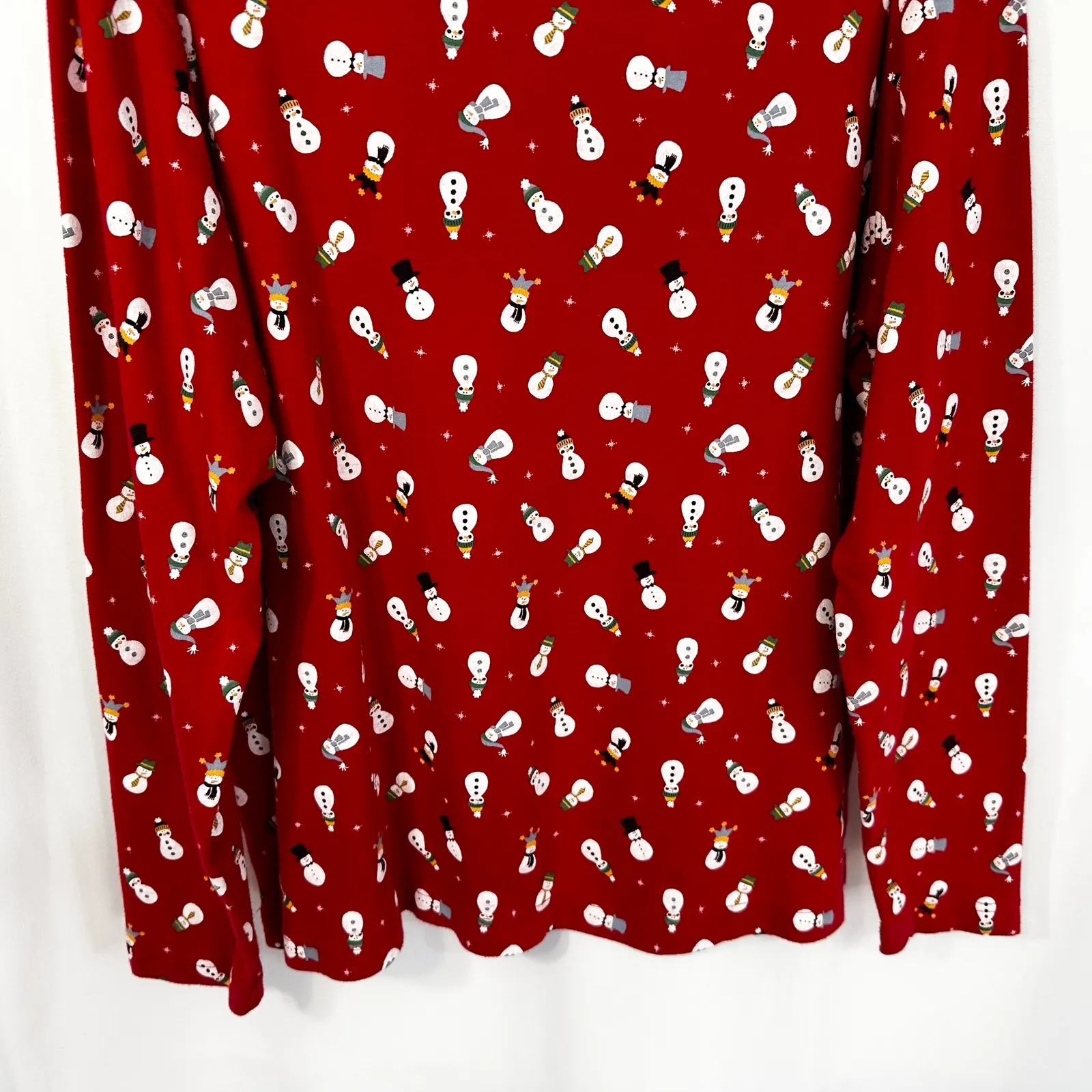St. John's Bay Size MP Christmas Top‎ Snowman Print Red Turtleneck Ugly 1706 - Image 8