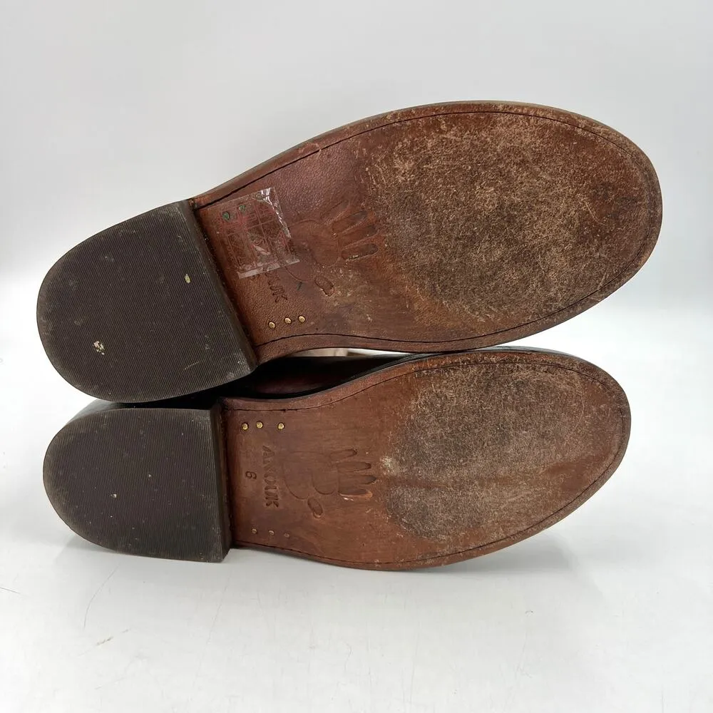 Anouk Riding Leather Knee High Boots Tassels Pirate Western Brown Size 6 - Image 4