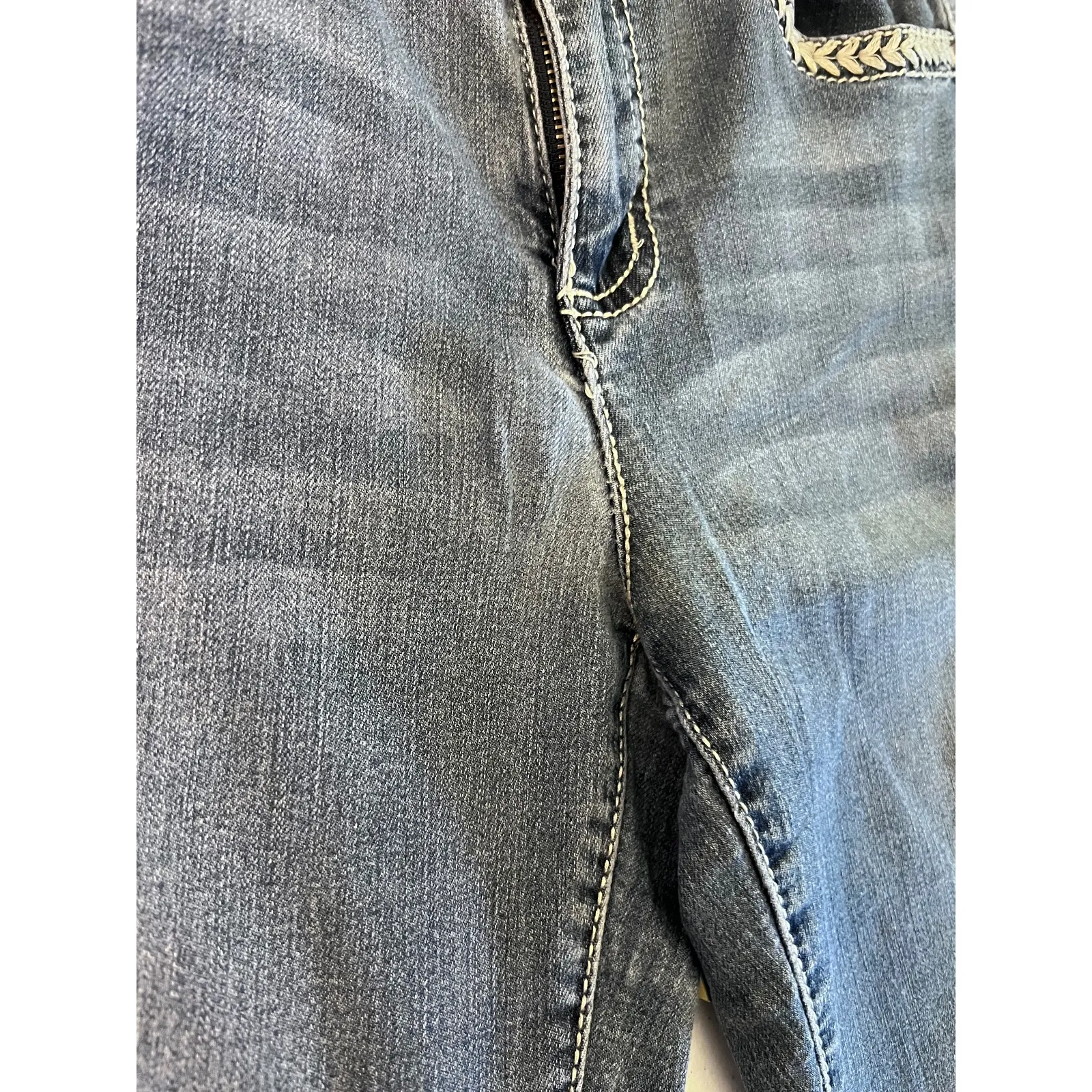 Earl Jean‎ Embellished Jeans Slim Boot Cut Rhinestone Pockets Denim Size 10 Blue - Image 9